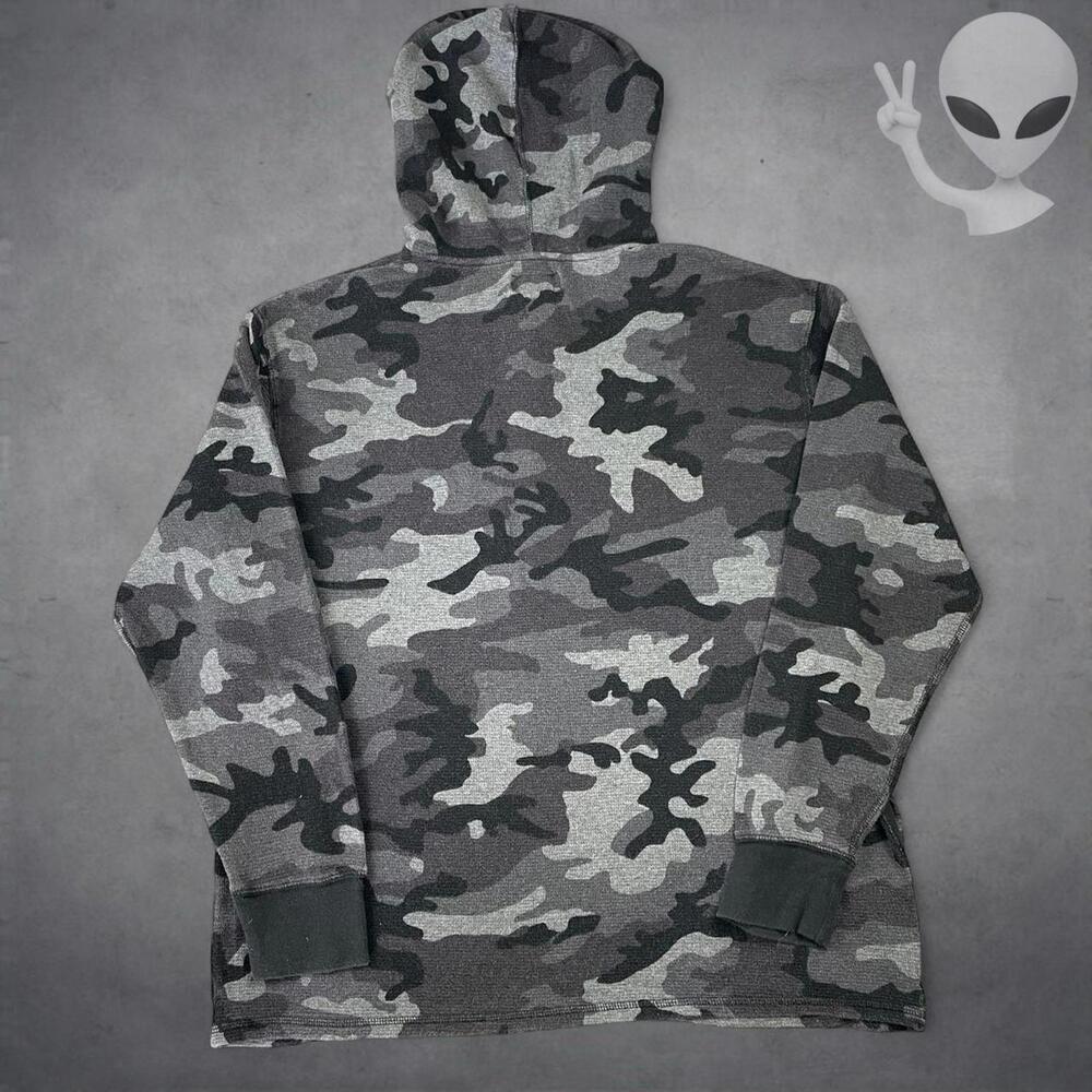 Polo Ralph Lauren Anorak Jacket Large Grey Camo Lightweight cotton sleepwear vtg - Picture 6 of 7